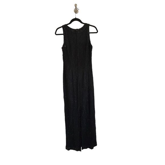 Lawrence Kazar Vintage Beaded Silk Lined Evening Dress Womens Black Size Small - Picture 2 of 10